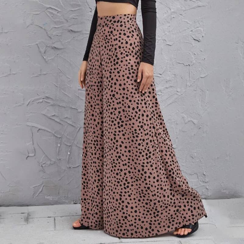 HIGH-WAISTED LEOPARD PRINT WIDE-LEG PANTS FLARED