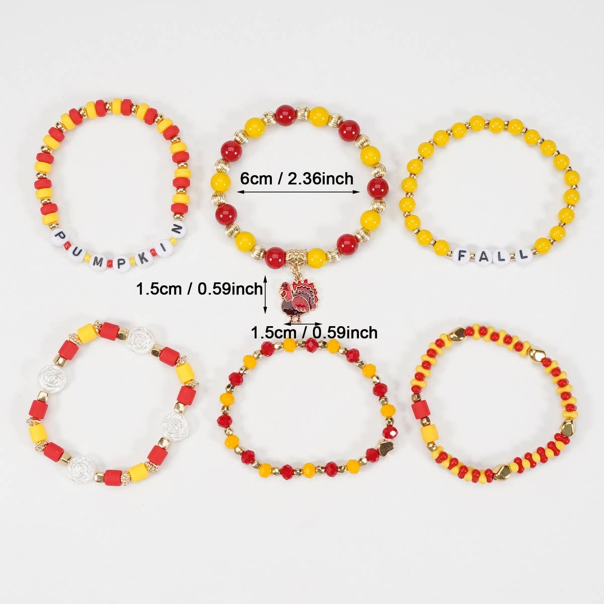 CWAJE05711_THANKSGIVING PUMPKIN TURKEY MAPLE LEAF BRACELET