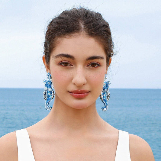 CUTE CARTOON DOLPHIN STARFISH RICE BEAD EARRINGS