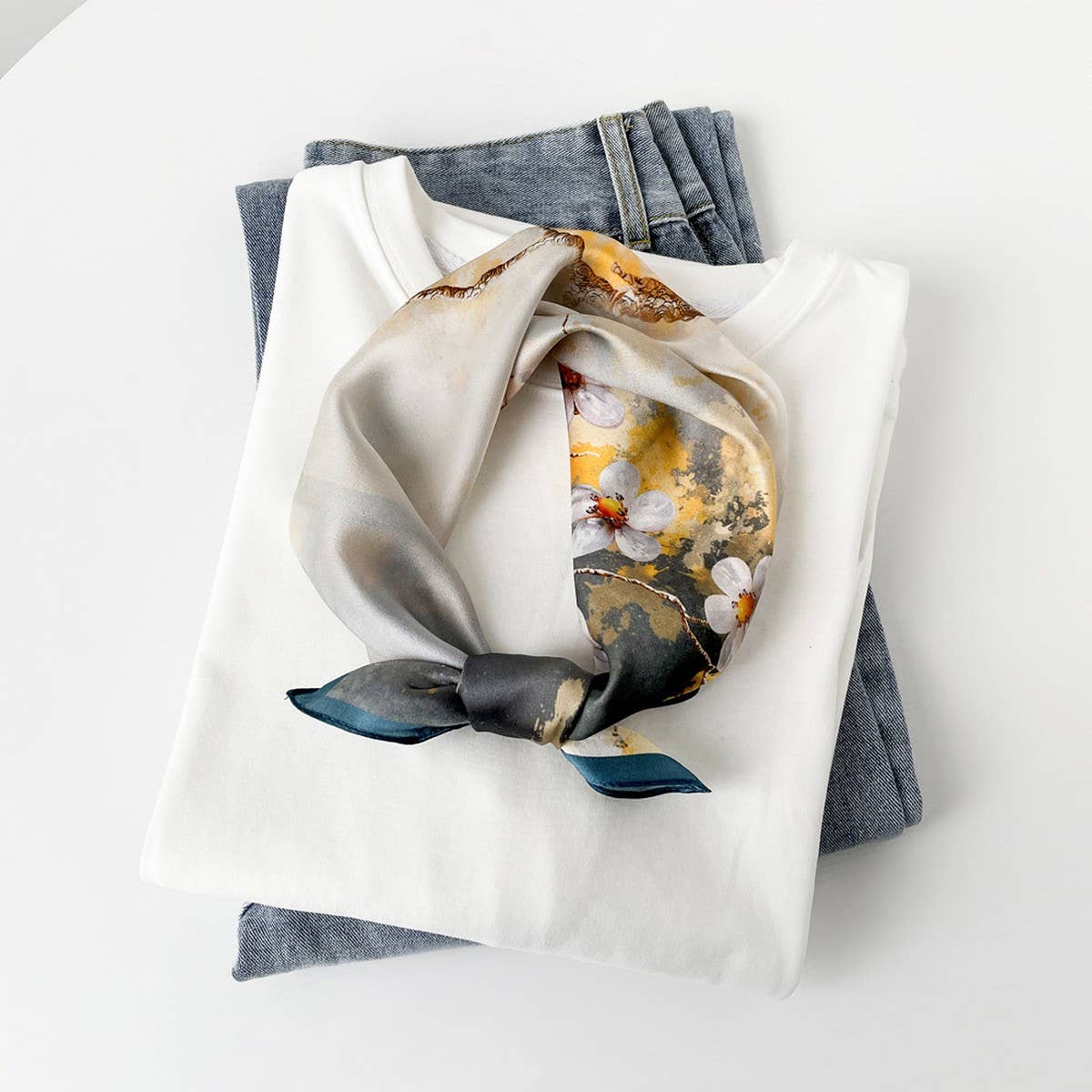 Silk Square Scarf ? Elegant Chinese Floral Print
