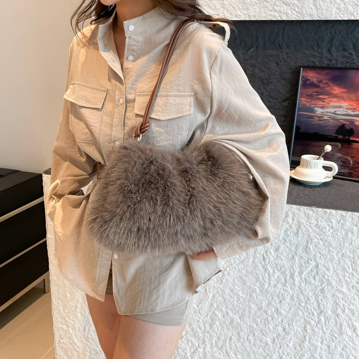 Plush Fur Bag Trendy Handbag Crossbody_CUAB00529