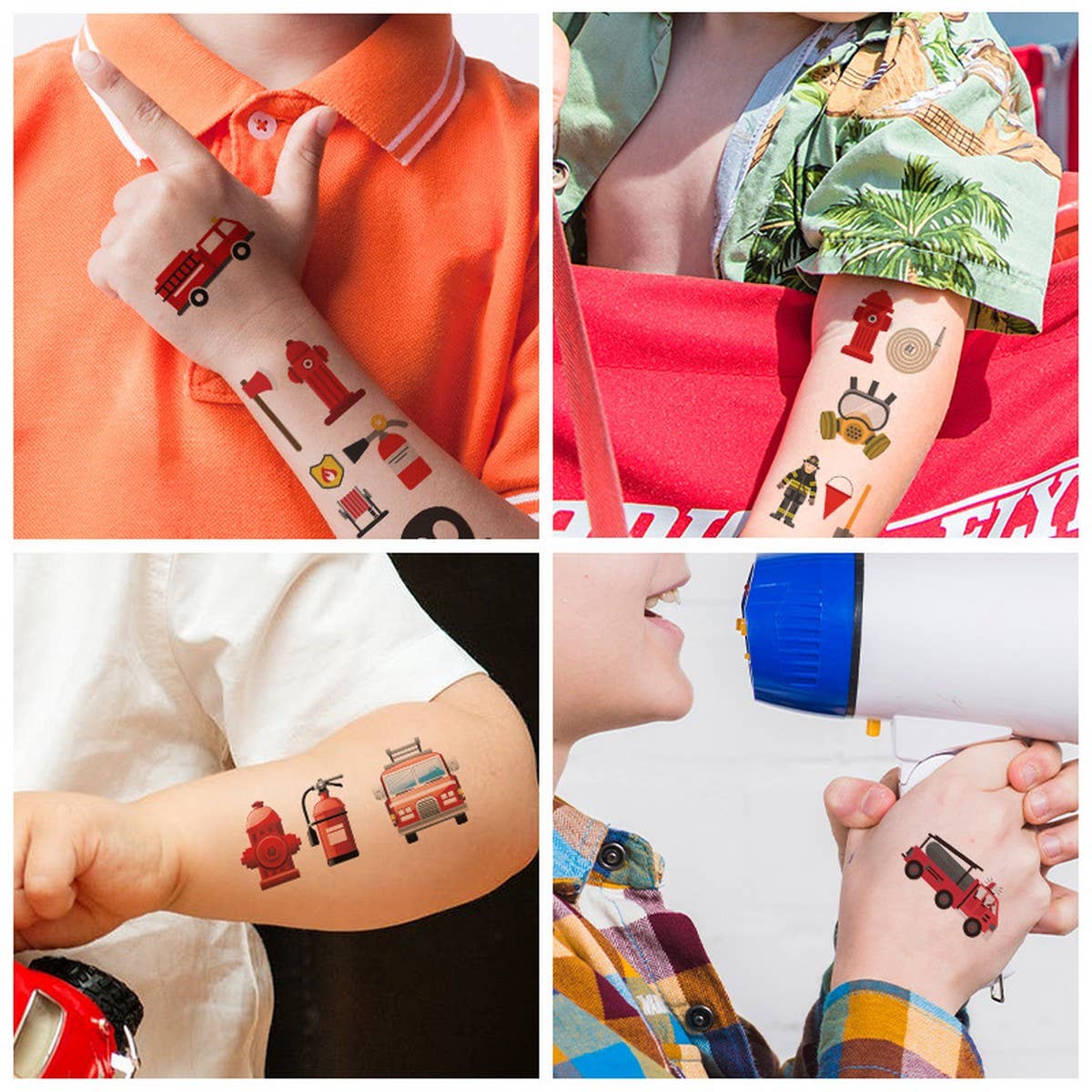 Kids Waterproof Fire Truck Tattoos for Safety Week