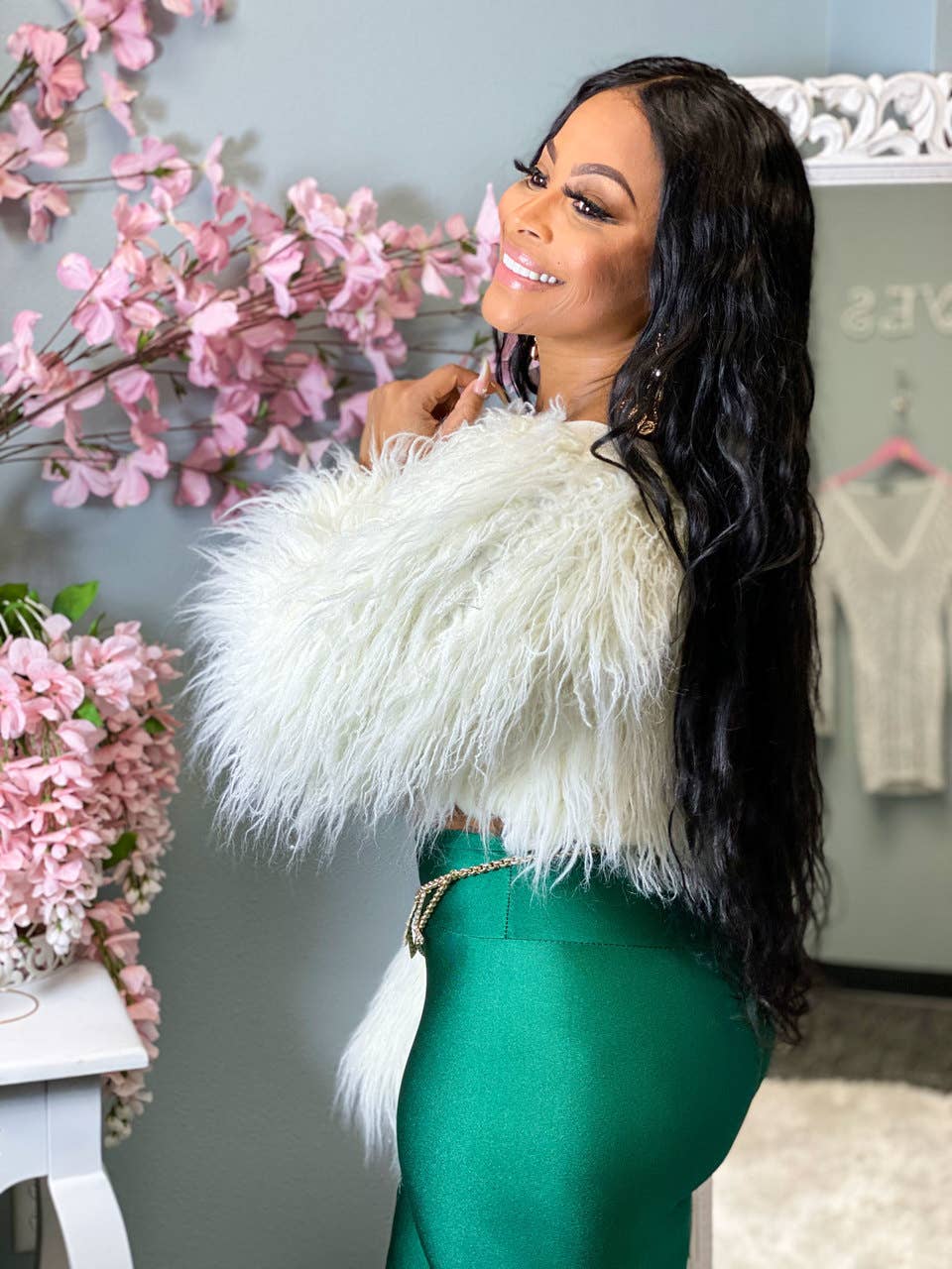 LINE SHOULDER GRADIENT ANTI-LONG HAIR SHORT FUR