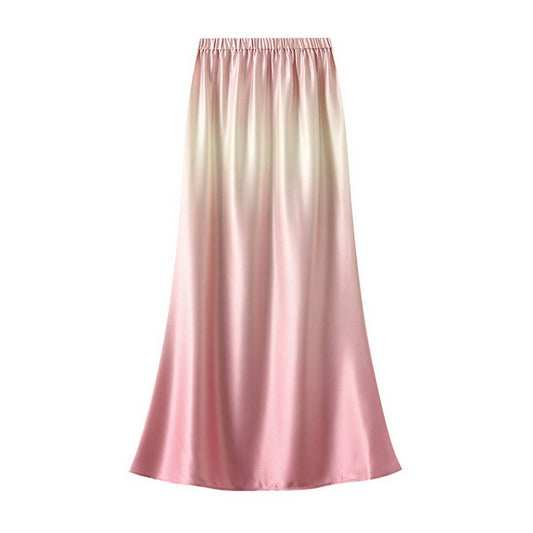 Satin High-Waist Fishtail Bodycon Midi Skirt