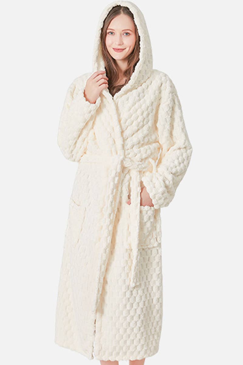 CWMM8295_THICKENED HOUSEHOLD LONG CORAL FLEECE ADULT ROBE