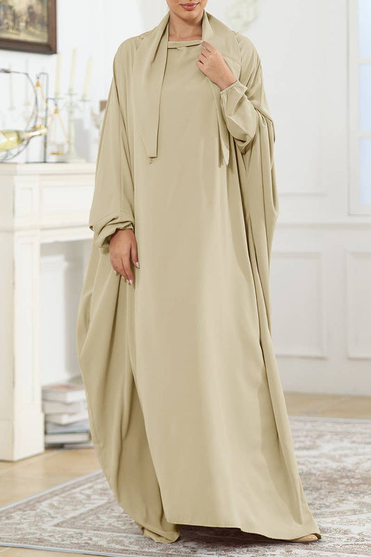 CWDMD5314_SOLID COLOR ROBE WITH STRAPS LOOSE DRESS