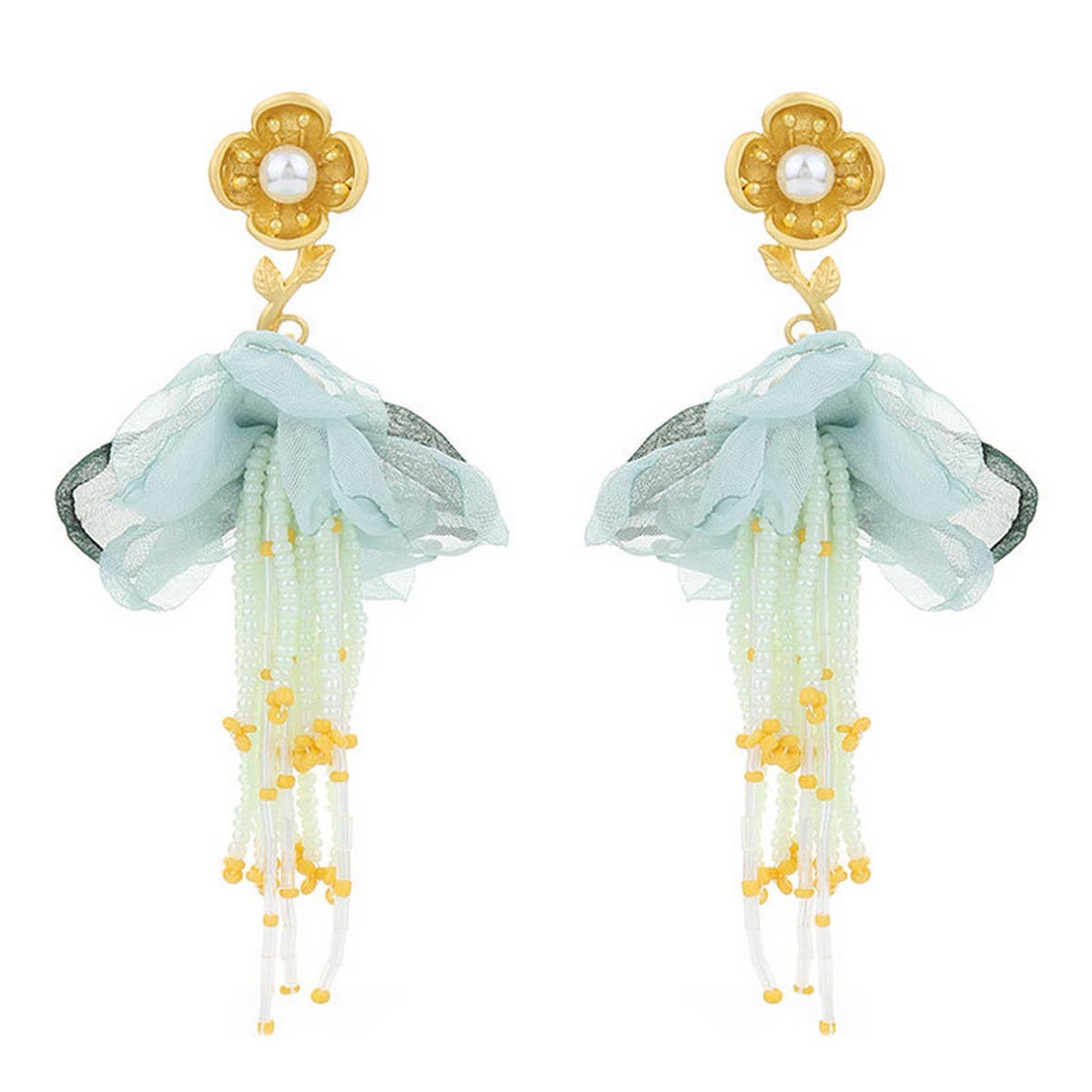 Boho Floral Tassel Earrings ??Gold Plated Design_CWMM6193