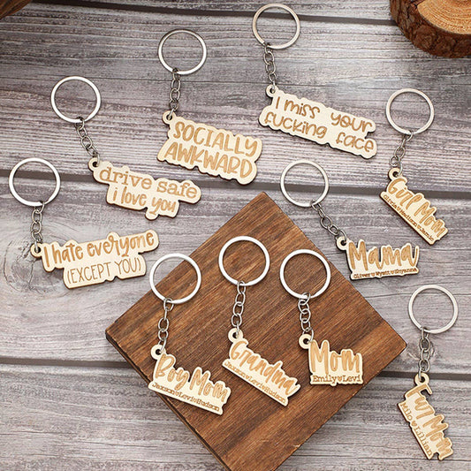 LASER ENGRAVED WOODEN KEYCHAIN