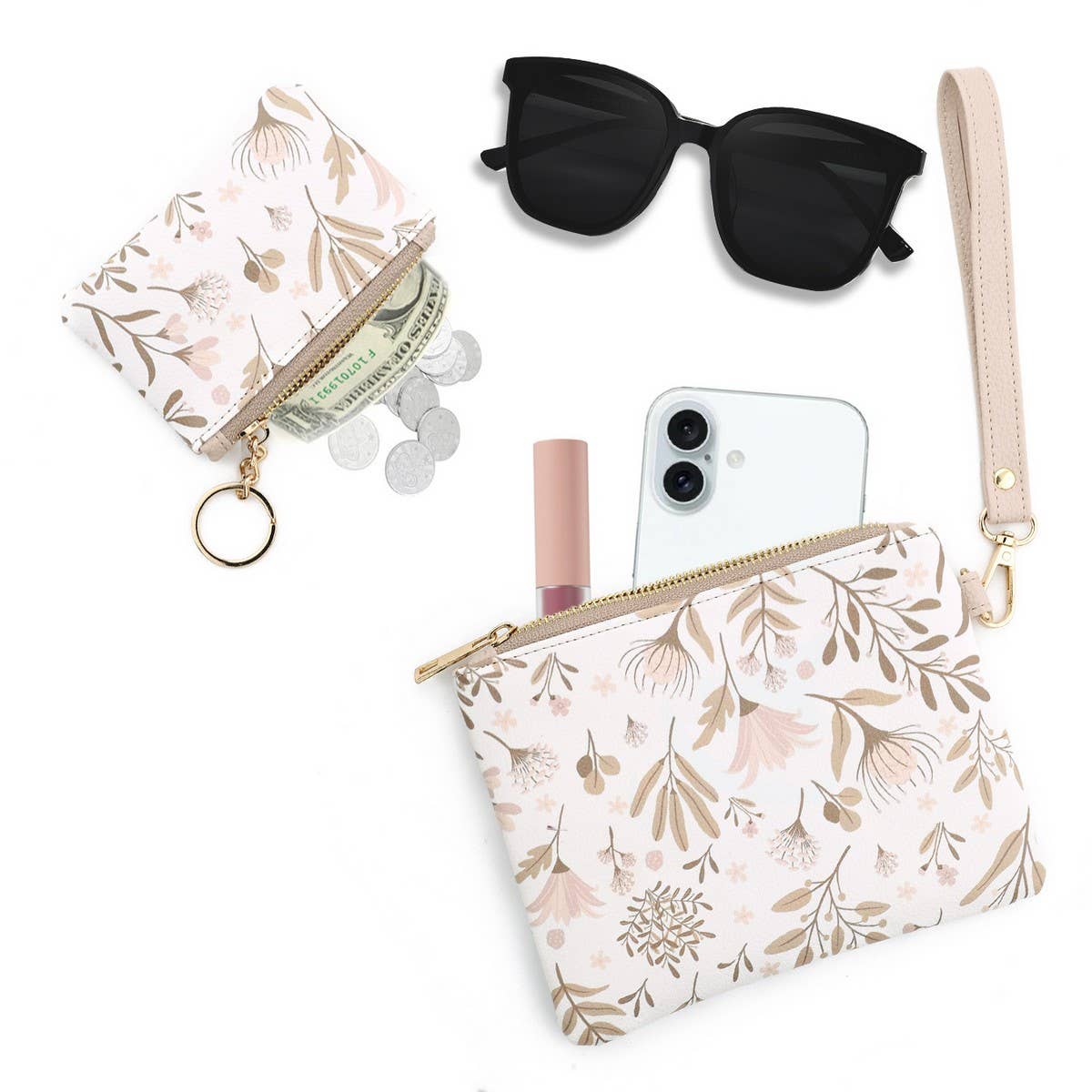 Women¡¯s Leather Coin Wallet with Bow and Wristlet_CUAB00436