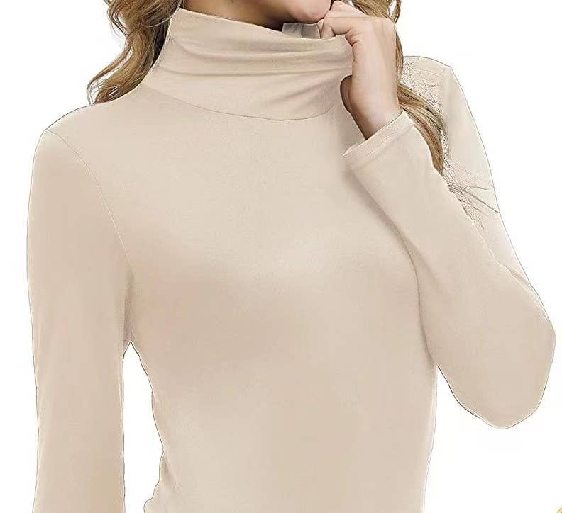 Casual turtleneck top T-shirt base_cwtbll1770