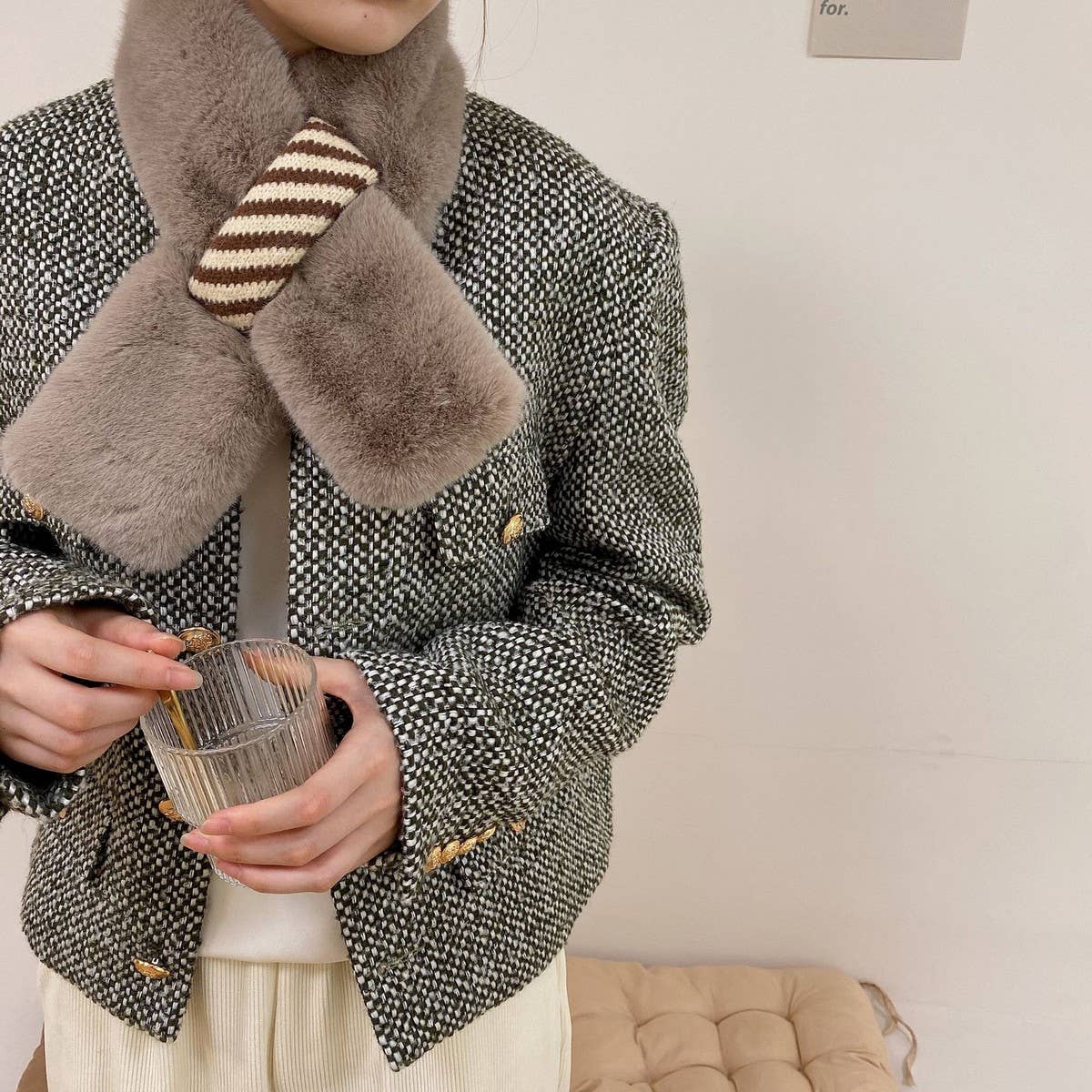 Winter new faux fur scarf women's warm collar