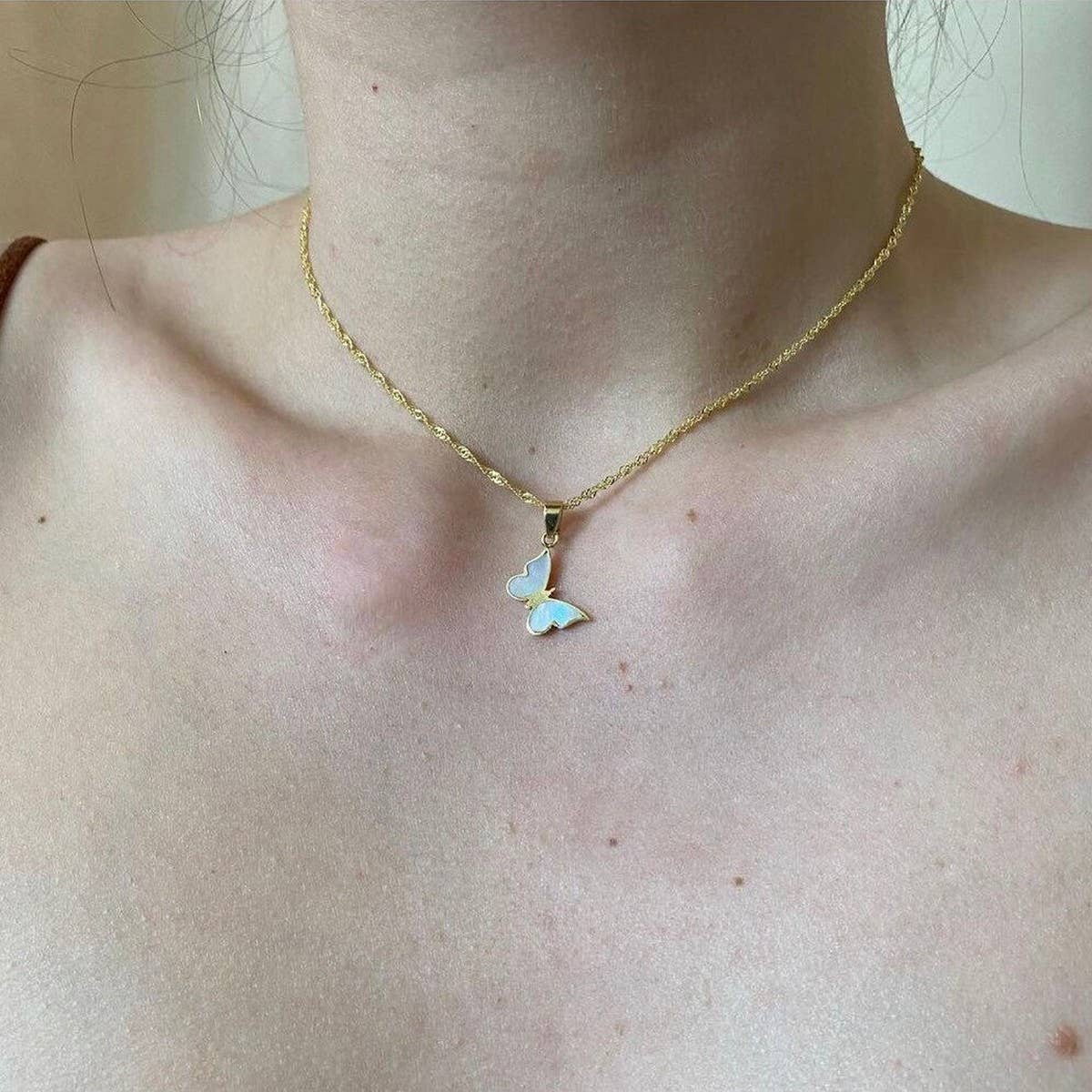 Fashion Titanium Steel Butterfly Clavicle Necklace_CWMM5662