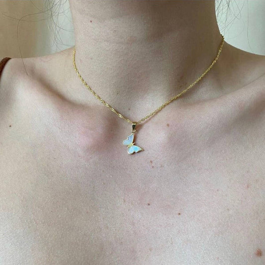 Fashion Titanium Steel Butterfly Clavicle Necklace_CWMM5662