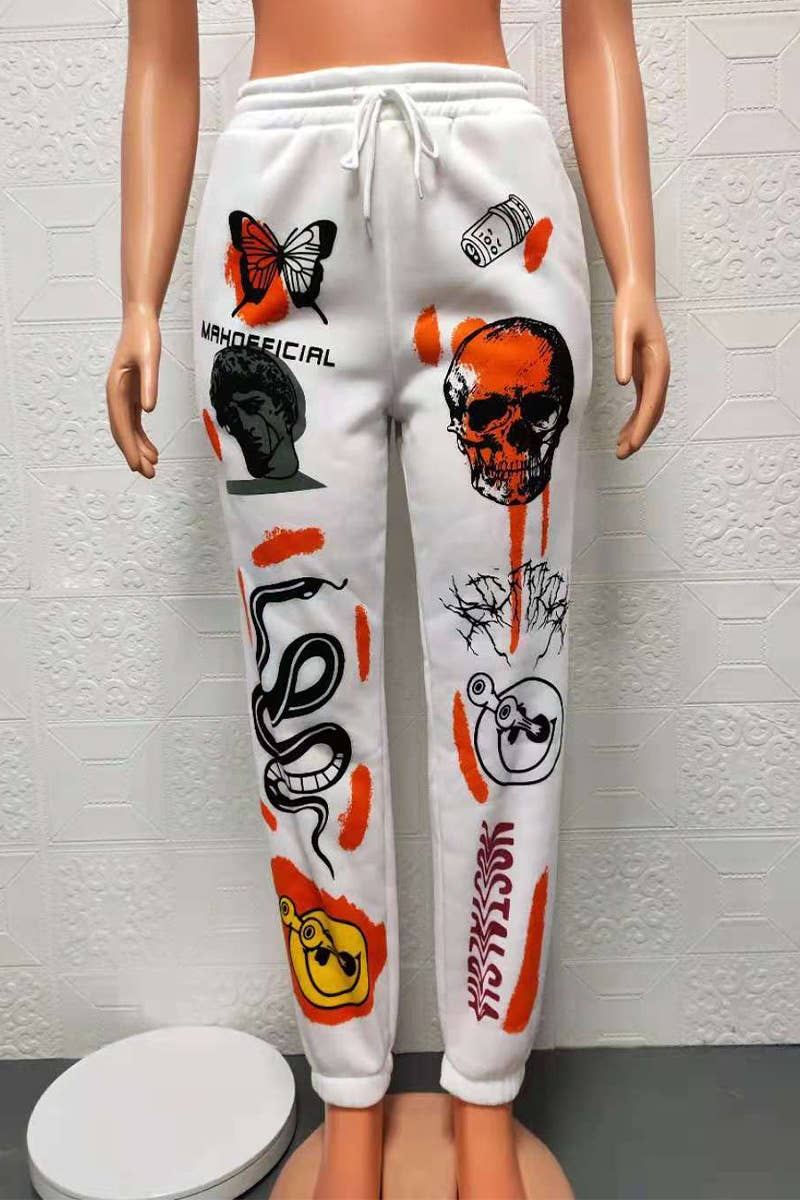 Halloween trendy printed high-waisted pants