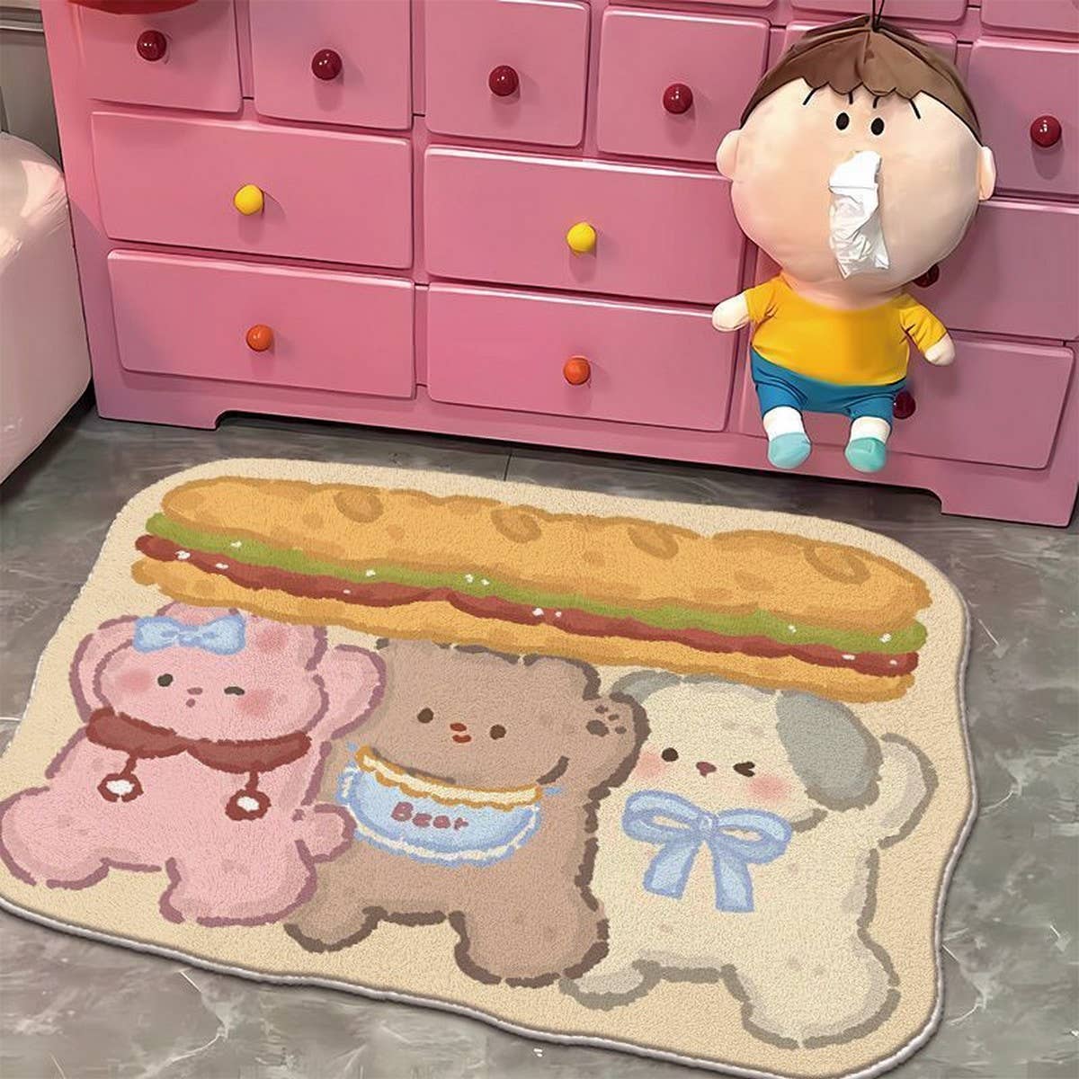Cute Cake Fleece Rug, Bedroom Bathroom Mat