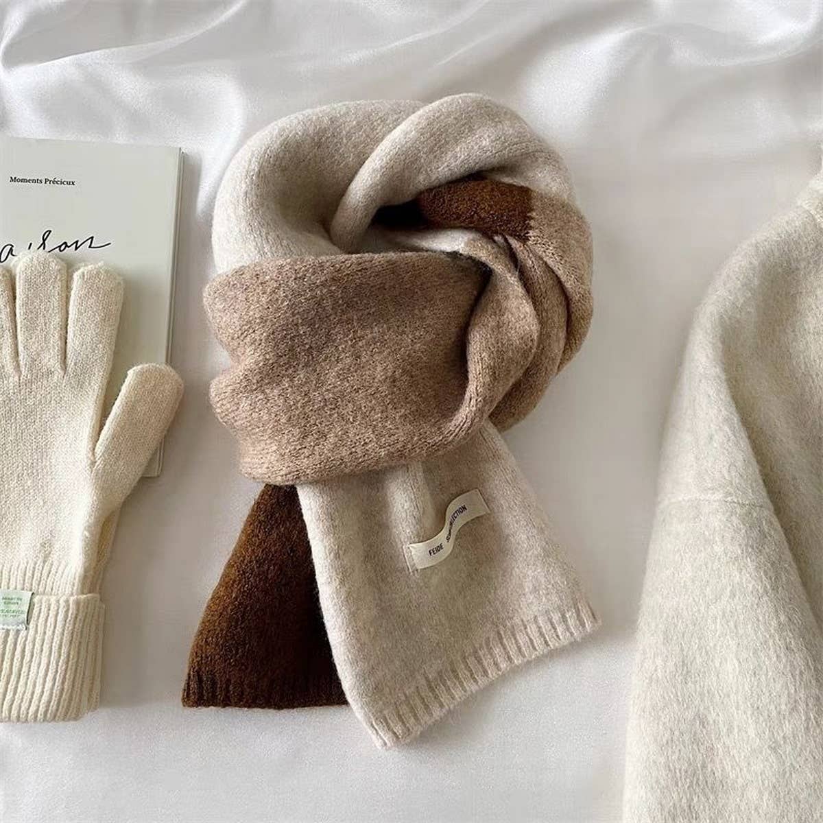 Faux Cashmere Knit Scarf - Thick Winter Neck Wrap