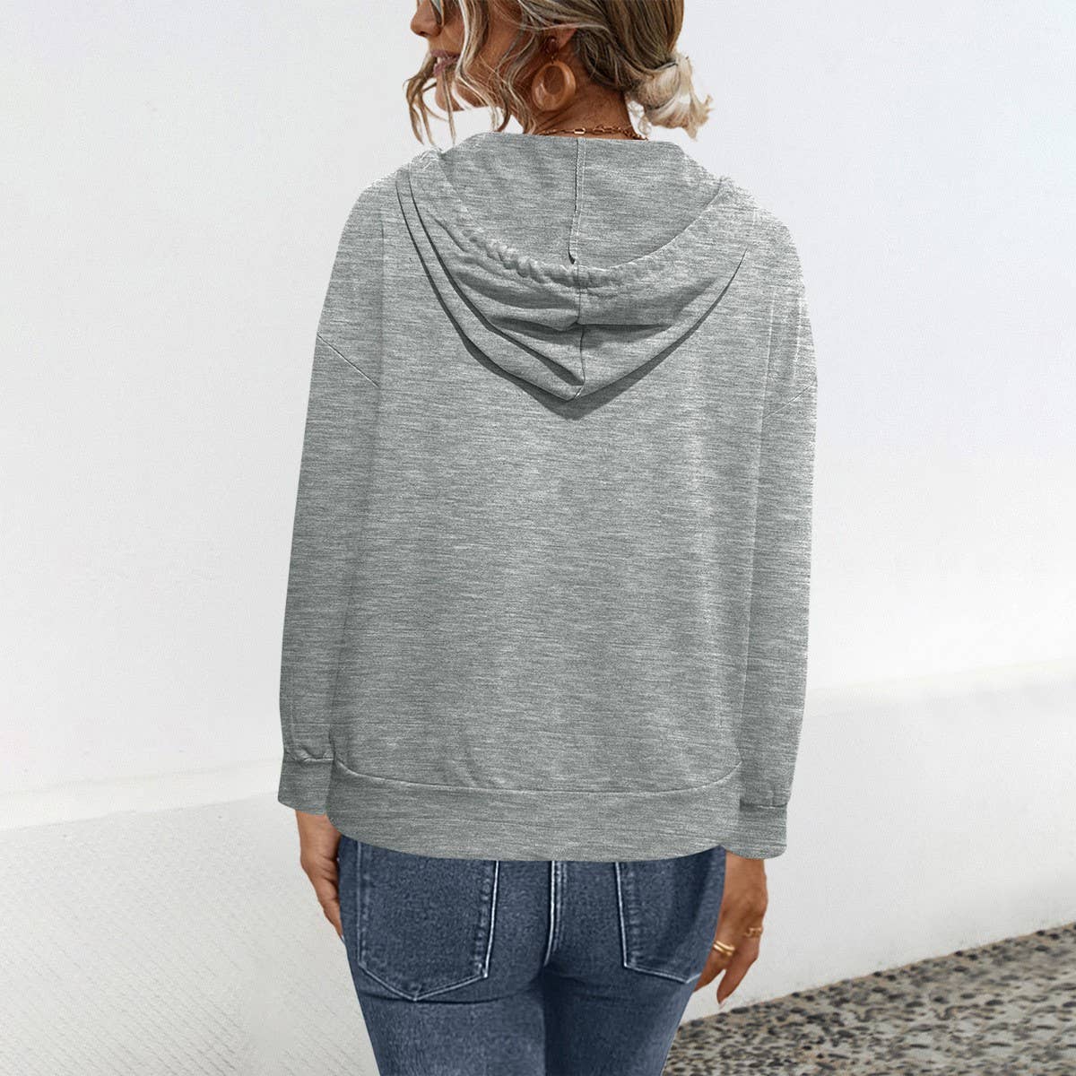 Fashion hooded patchwork color casual hoodie