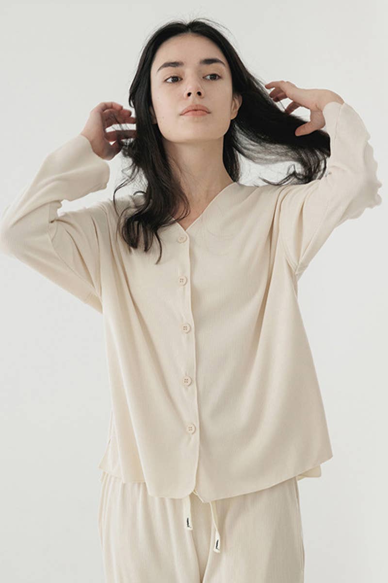 Single-breasted top wide-leg pants pajama set