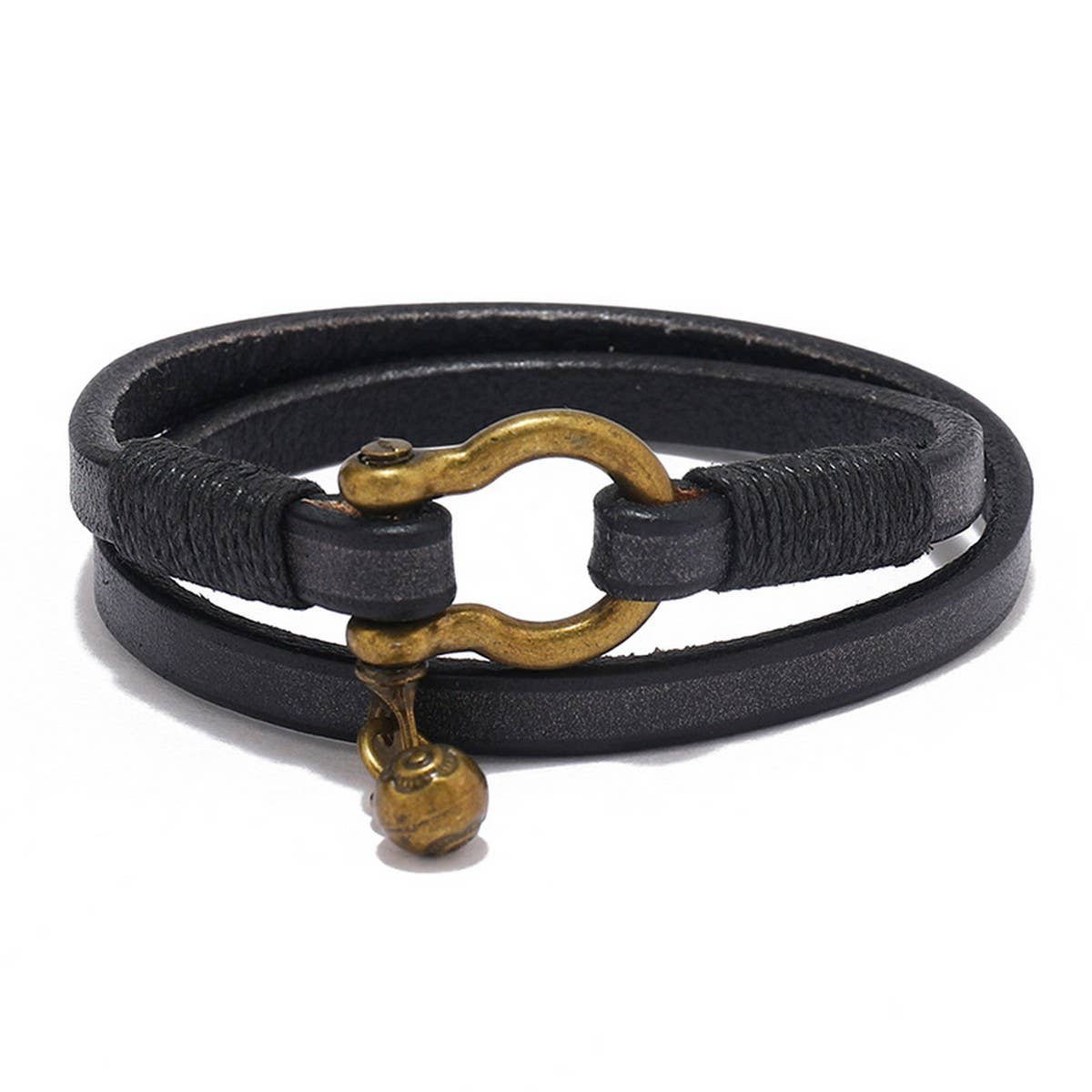 CREATIVE RETRO TWO-CIRCLE MEN'S LEATHER BRACELET
