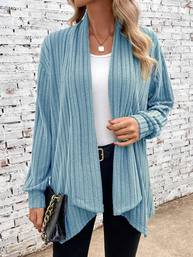 SOLID COLOR LOOSE UNBUTTONED CARDIGAN JACKET