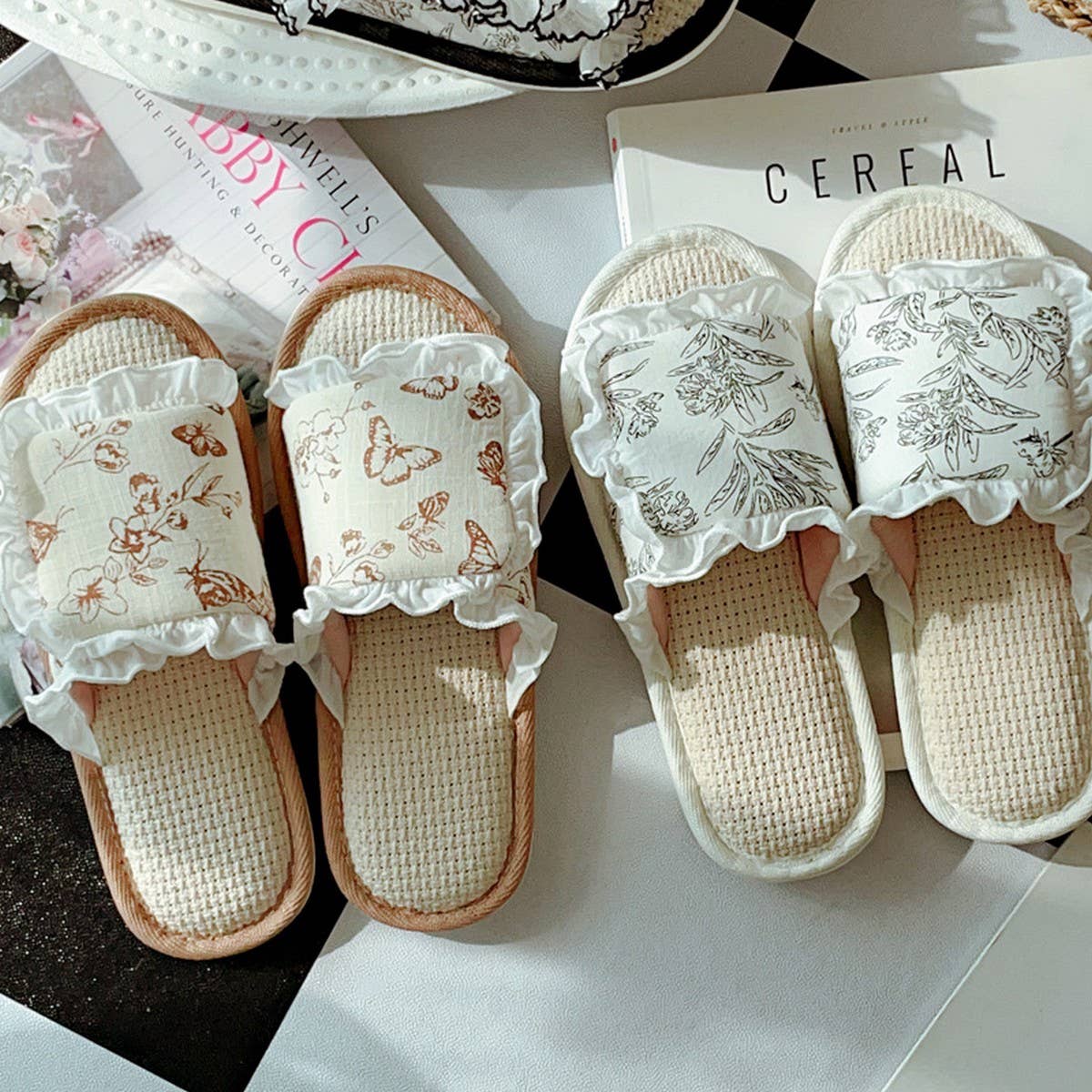 WOMEN'S INDOOR NON-SLIP BREATHABLE LINEN SLIPPERS