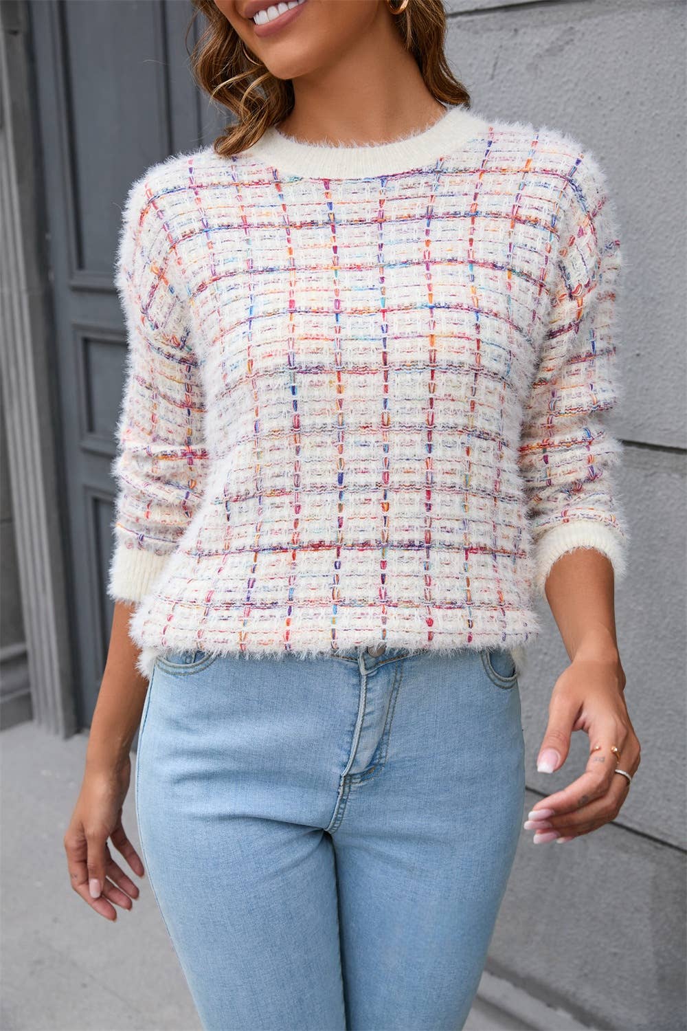 CWOSWL1040_Casual Crew Neck Pullover Long Sleeve Sweater