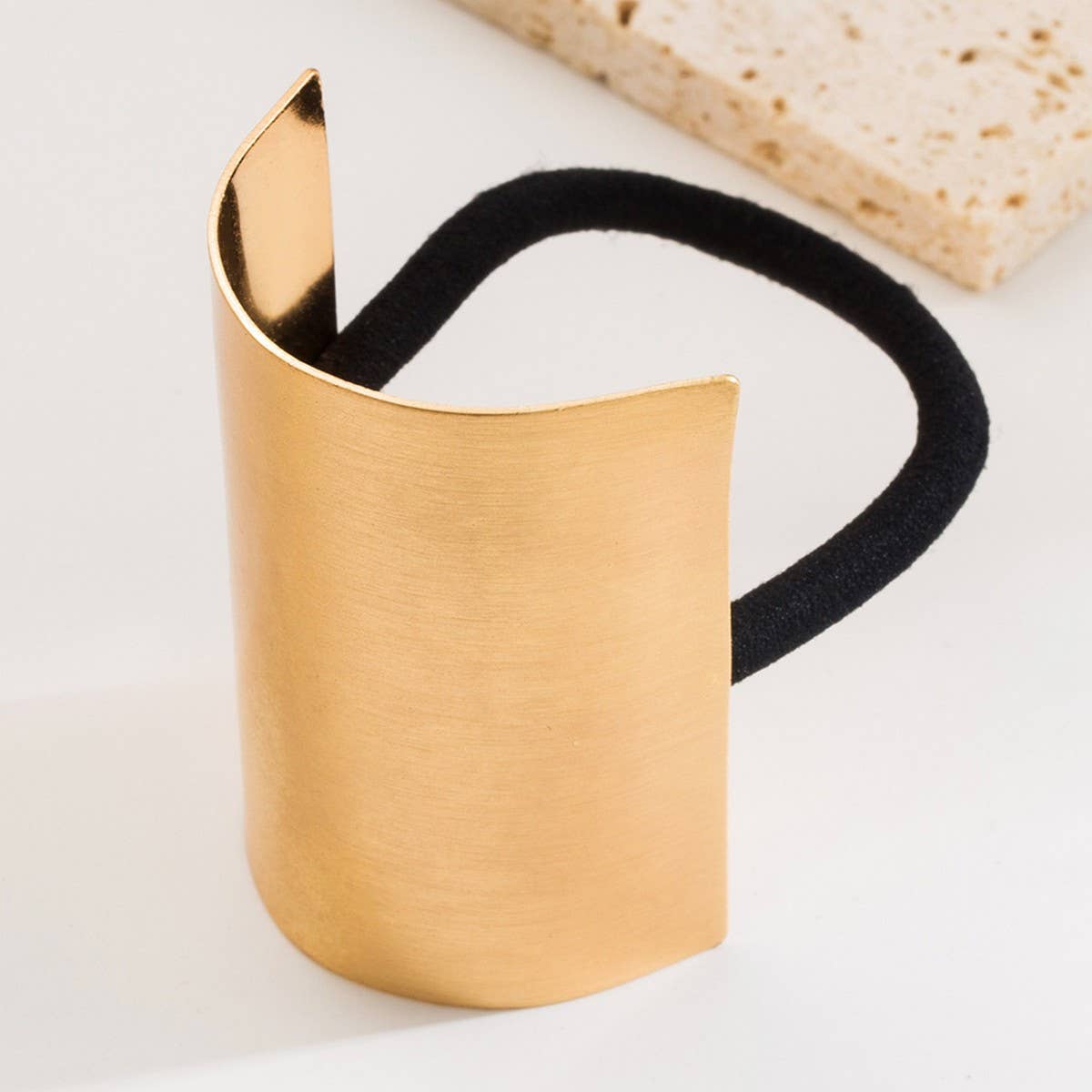 Minimalist Korean Metal Hair Tie, Textured Shine