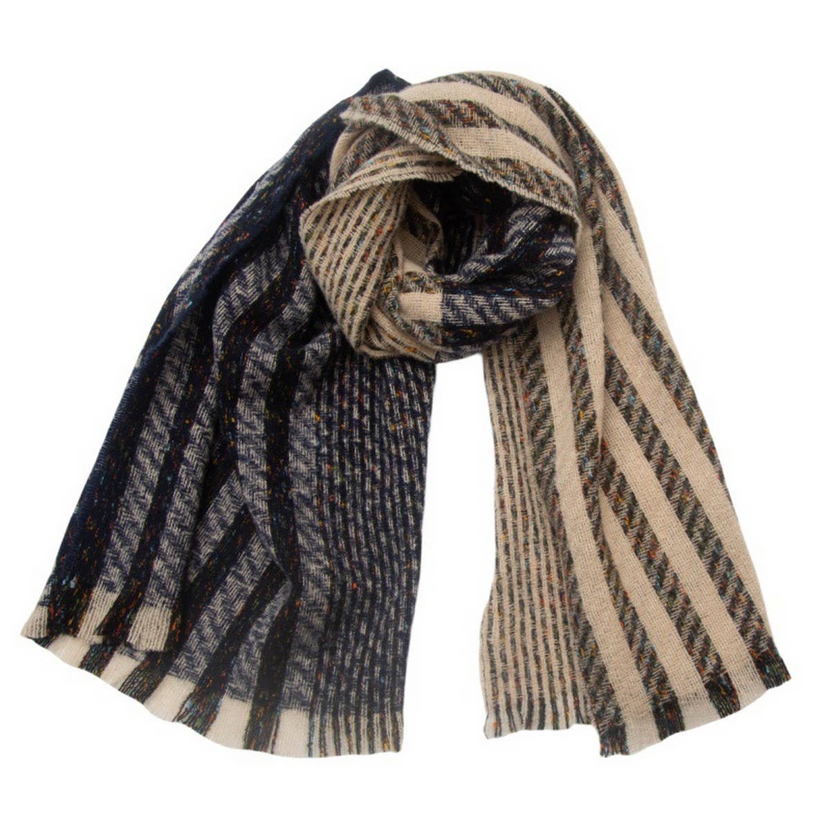 Striped Jacquard Scarf ??Unisex Winter Shawl_CWASC0866