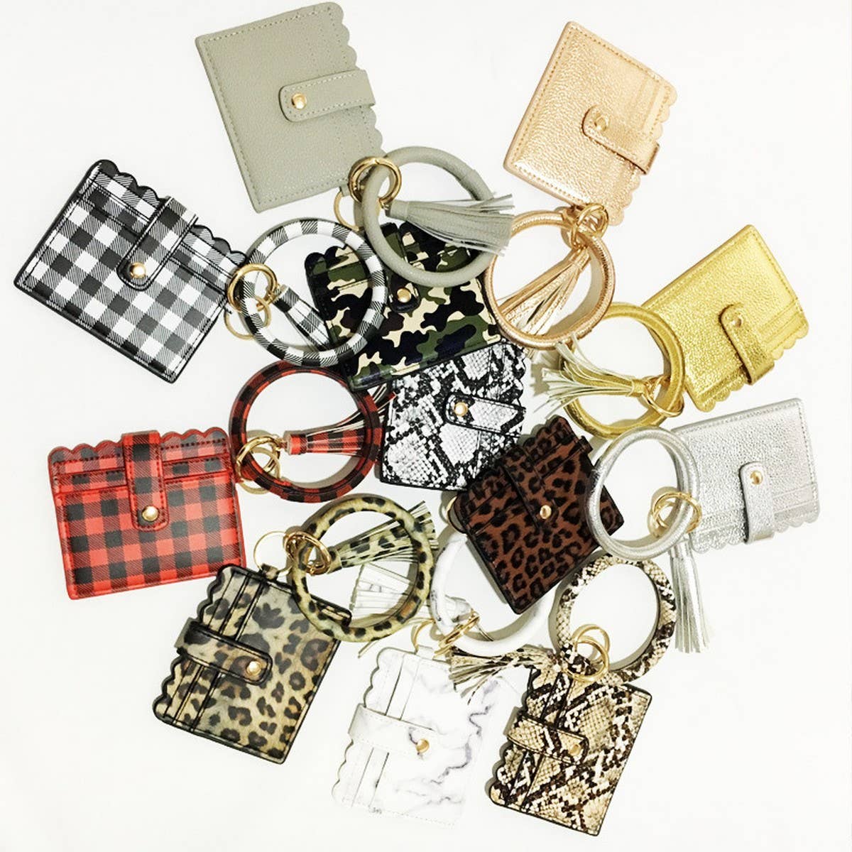 Leopard Keychain Bangle with PU Card Holder_CWAB5006