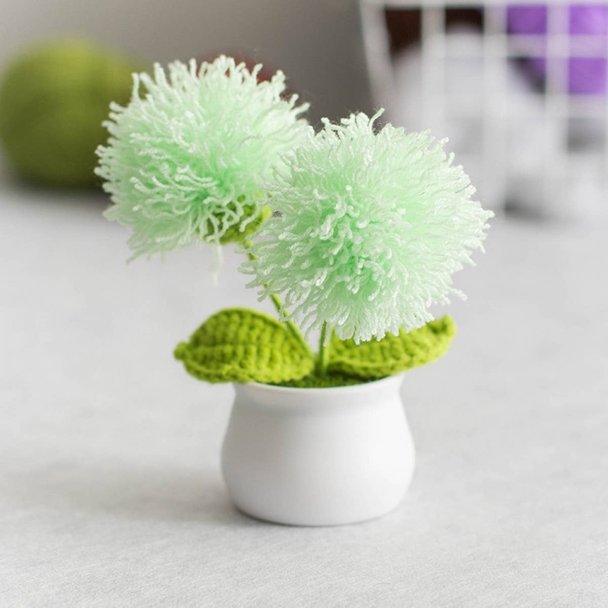 CWMM9283_HAND-WOVEN WOOL BALL ARTIFICIAL FLOWER POT