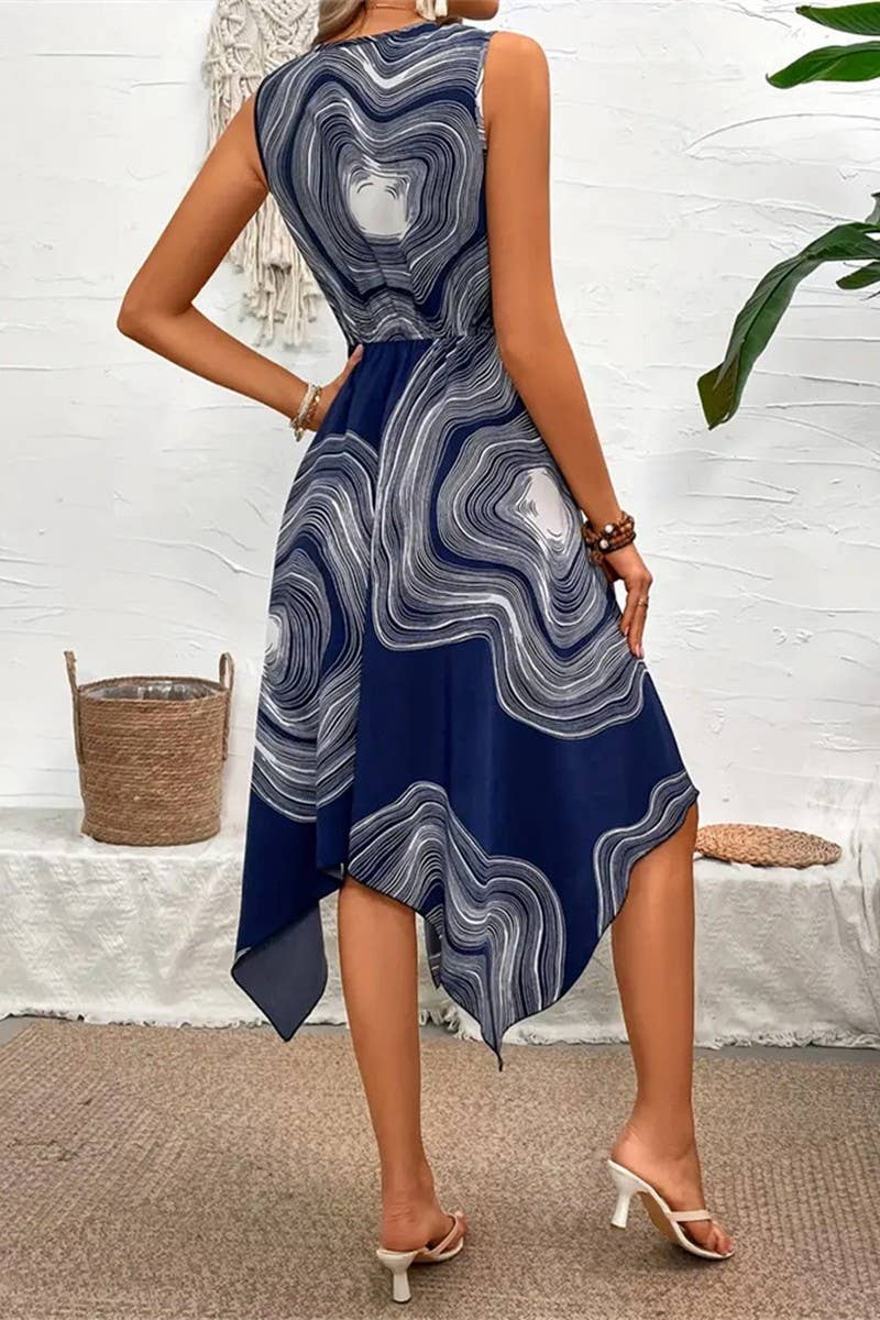 CWDMD5081_SUMMER IRREGULAR SOLID COLOR SLIT WAIST SHIRT DRES