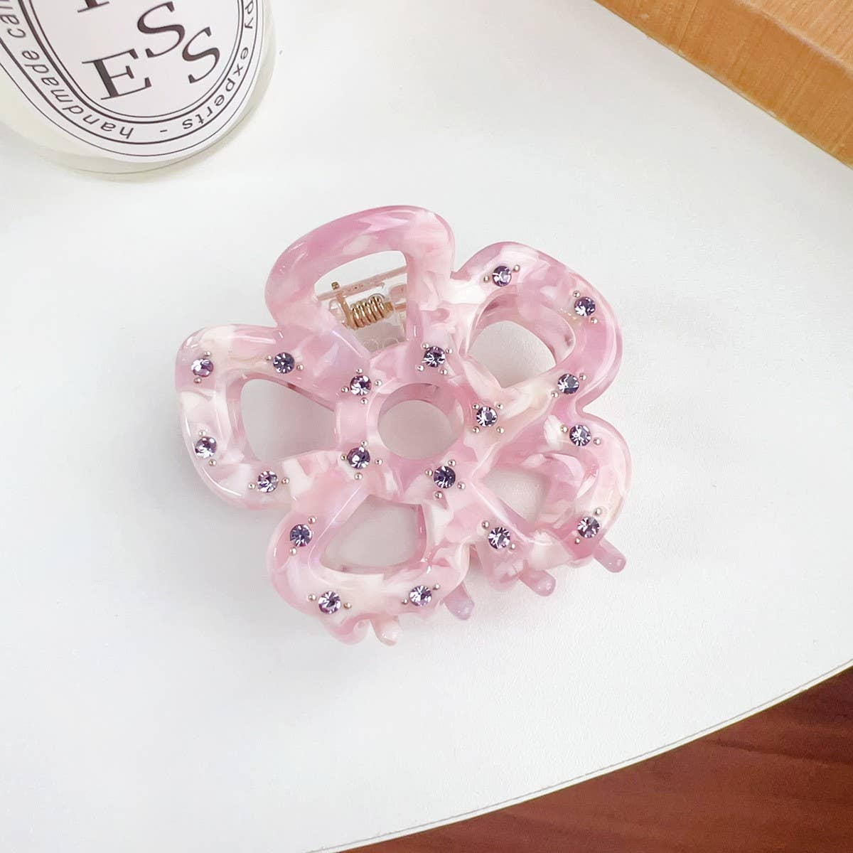 Hollow Flower Hair Claw, Rhinestone Chic Clip_CWAHA1590