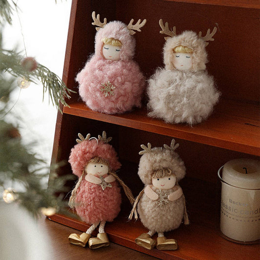 Plush Girl Doll with Antlers Christmas Ornament_CWMM9683