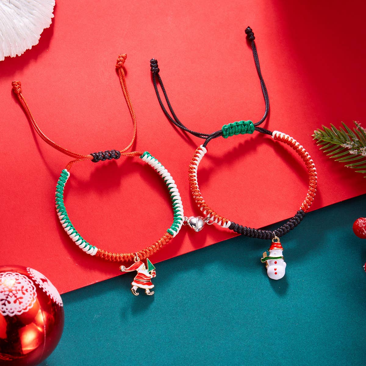 CHRISTMAS WOVEN TREE PAPER CARD MAGNETIC BRACELET