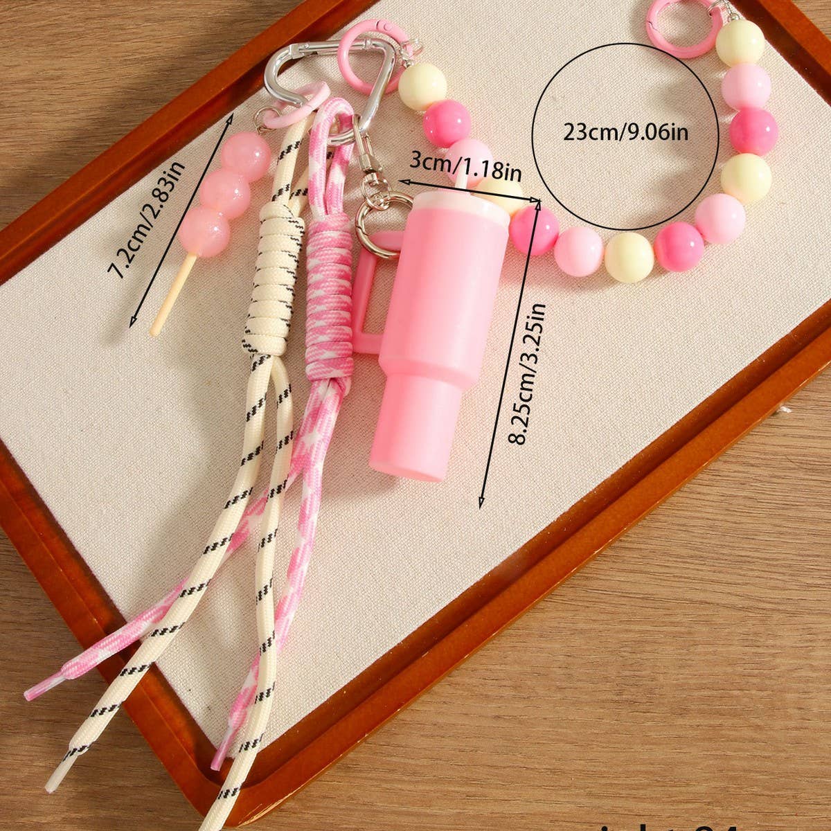 Cup Charm Keychain ? Dual Strap & Beaded Design