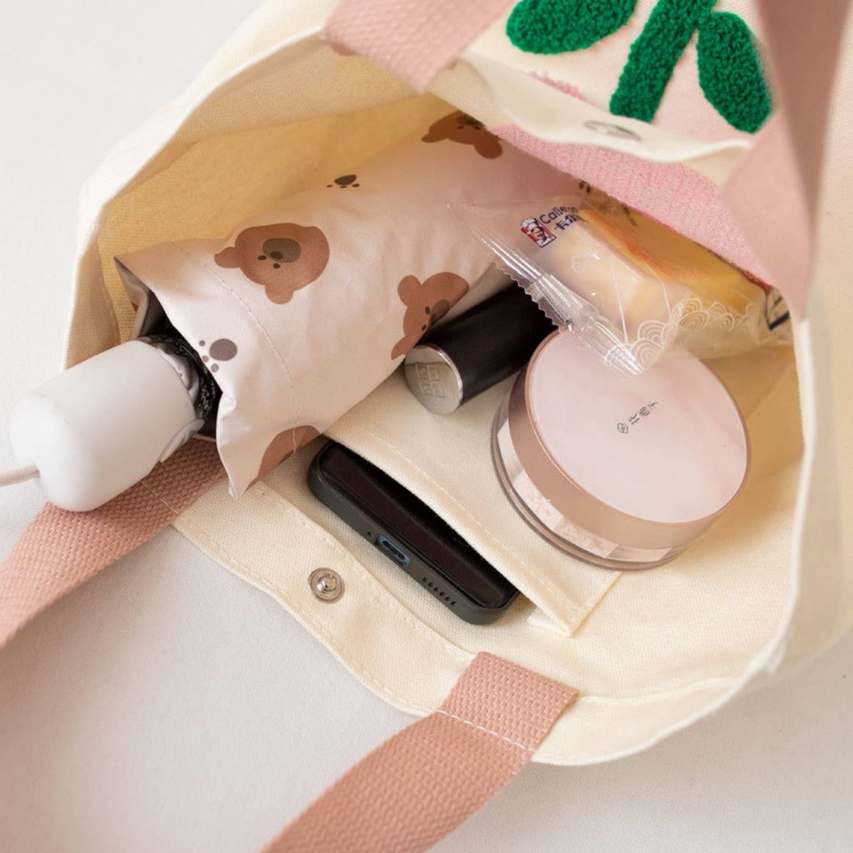 Embroidered Canvas Lunch Tote Bag for Women_CWAB5596