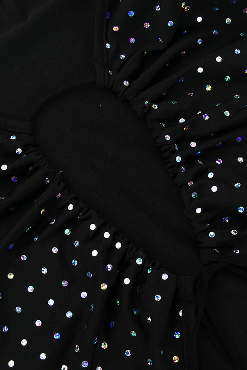 CWDMD4247_DIAMOND GLITTER HOLLOW LONG SLEEVE DRESS