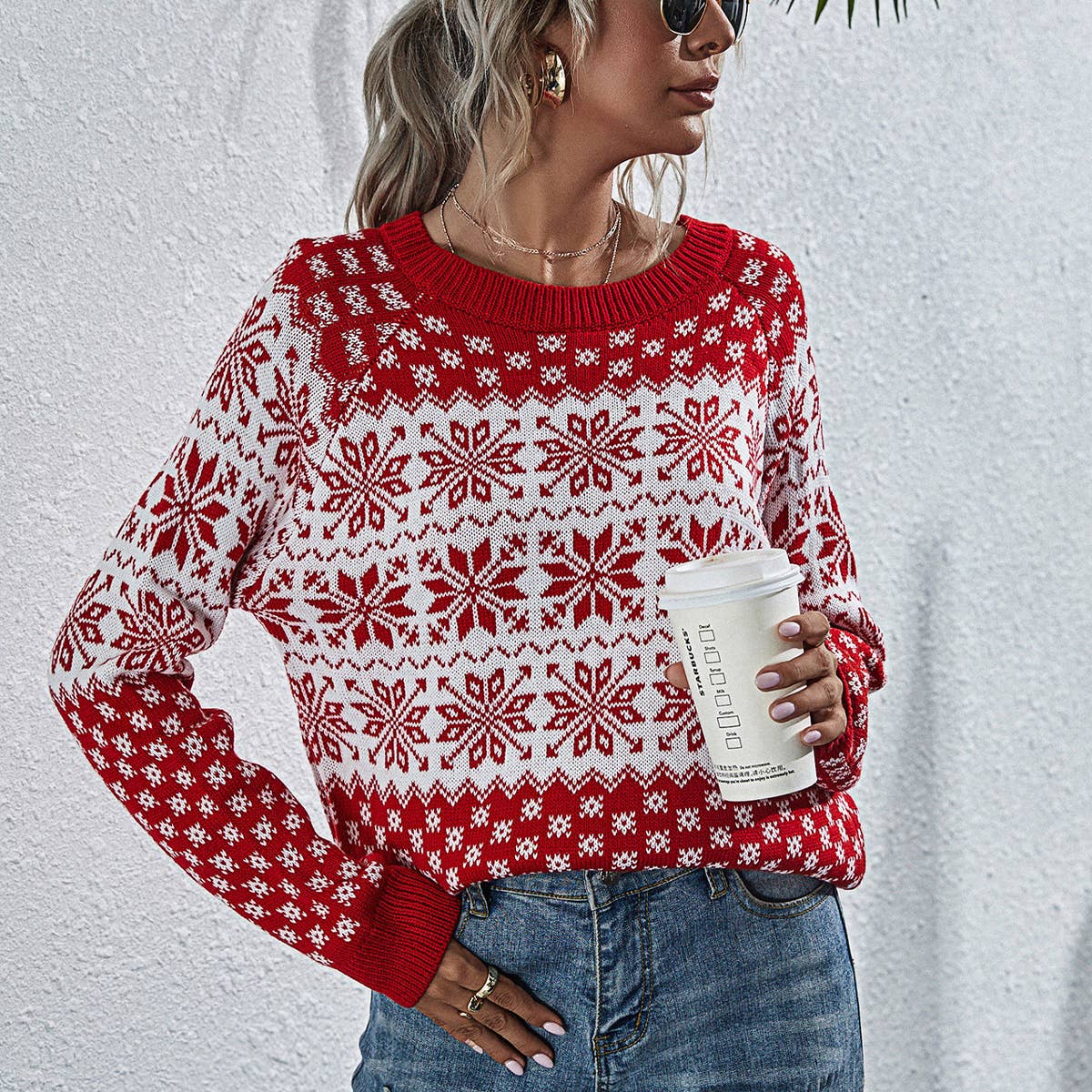 KNIT CHRISTMAS LONG-SLEEVED TURTLENECK SWEATER