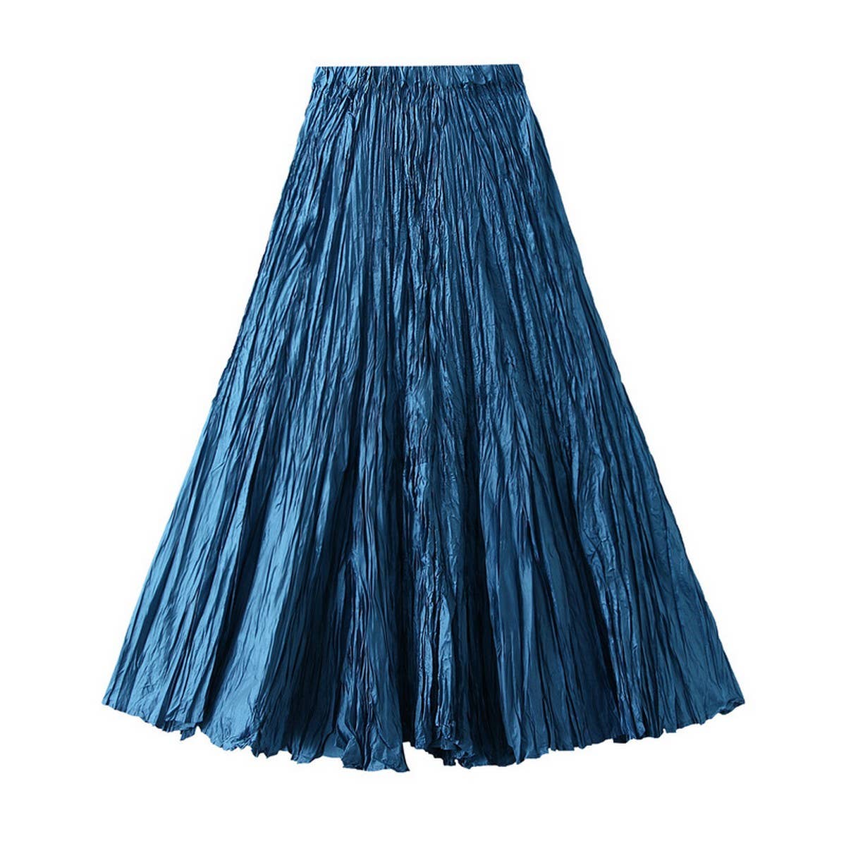 Loose Pleated A-Line Flared Casual Midi Skirt