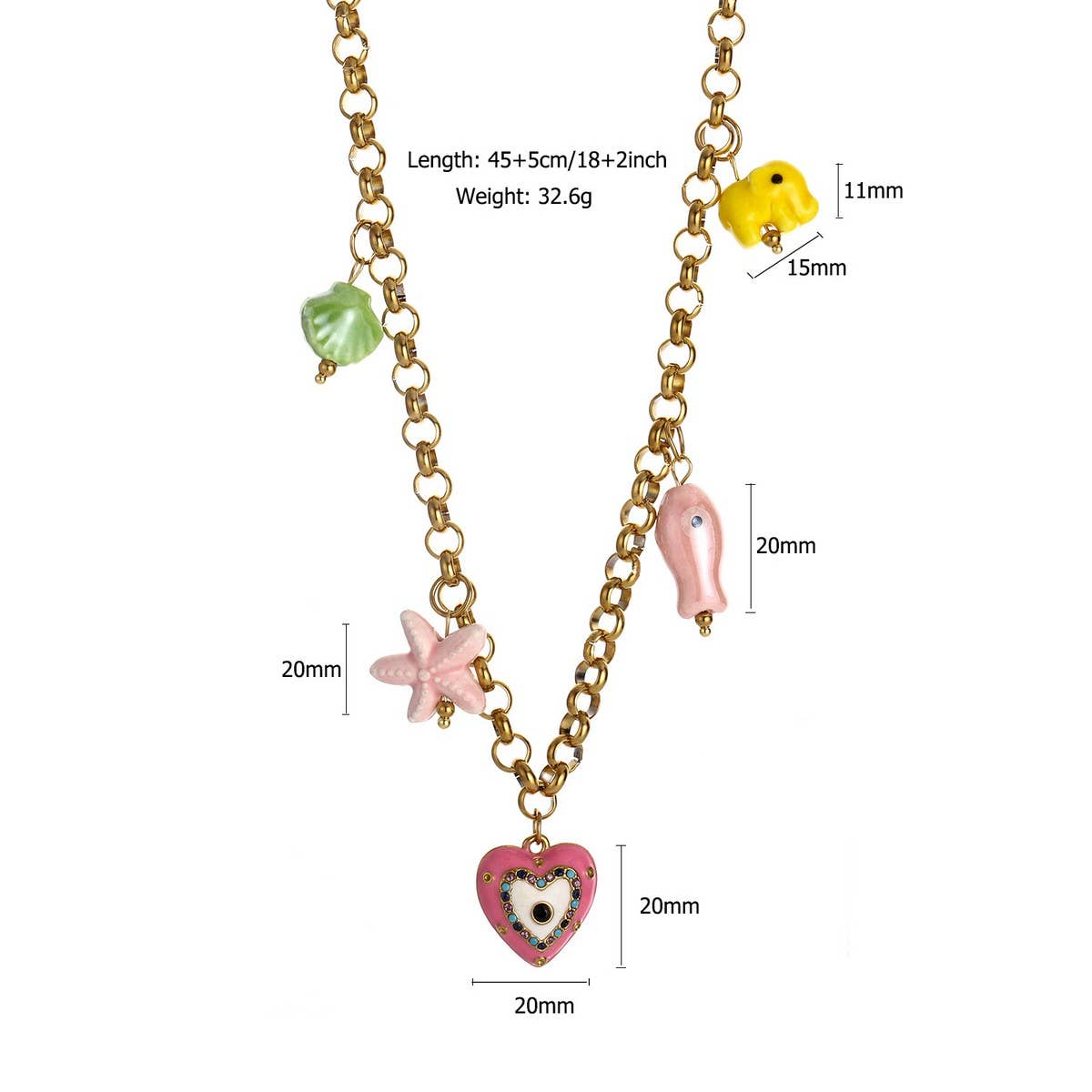 Fashion Steel Strawberry & Starfish Necklace_CWMM8823