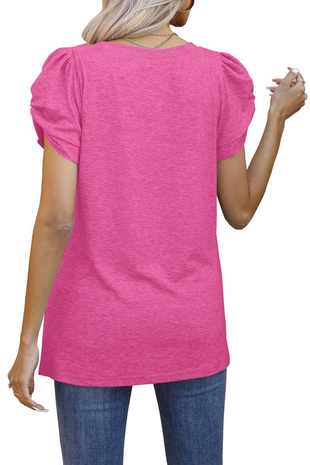 SOLID COLOR KNOTTED V-NECK SHORT-SLEEVED BASE