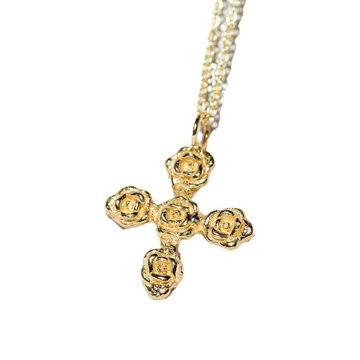 ROSE CROSS HALLOWEEN PENDANT NECKLACE