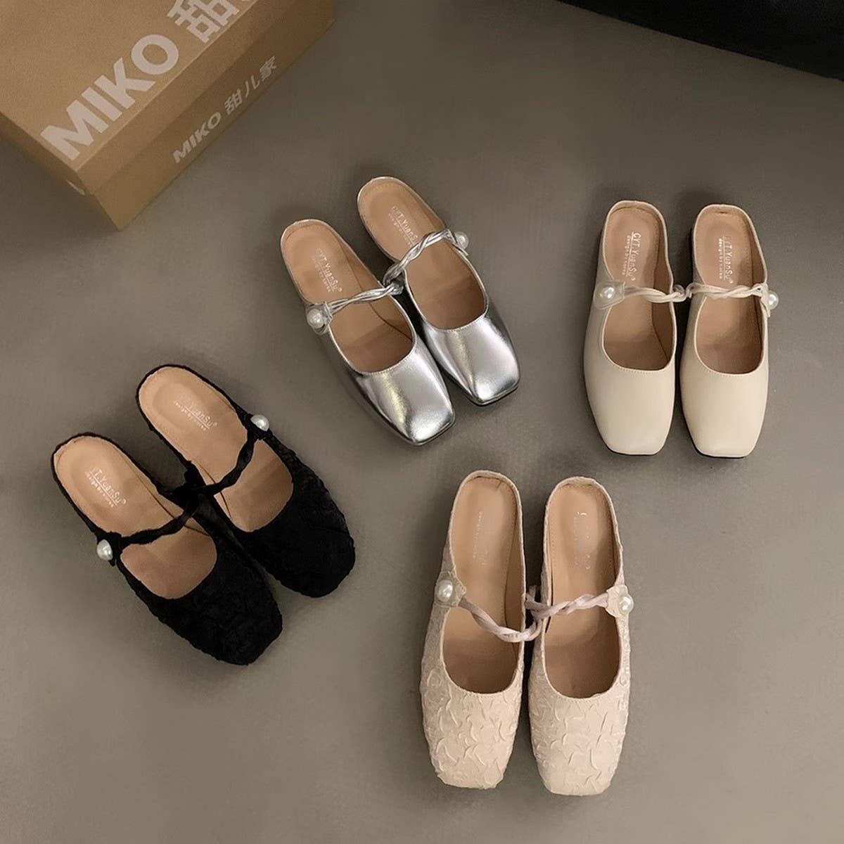 Silver Open-Toe Slip-On Flat Sandals for Women