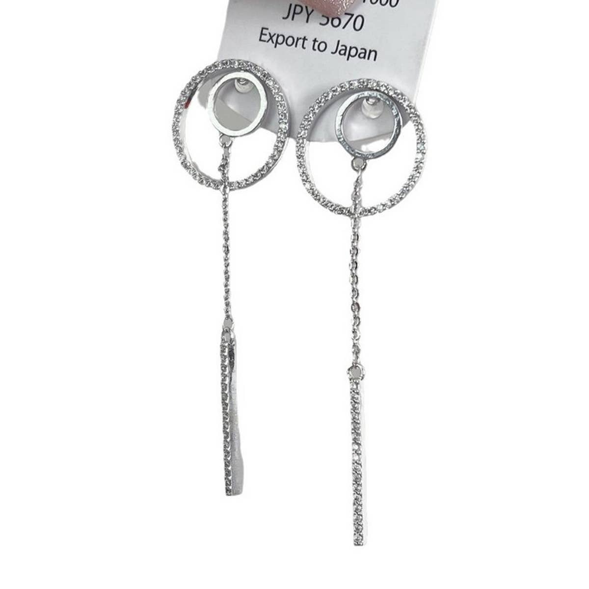 HOLLOW GEOMETRIC RING TASSEL EARRINGS