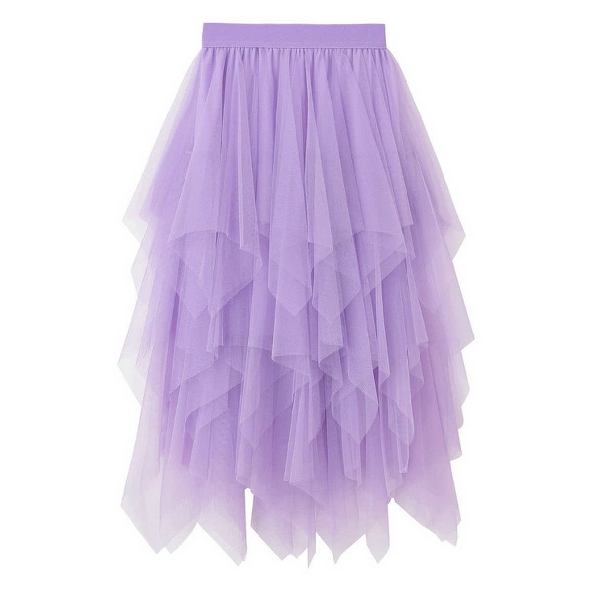 Asymmetrical Tulle High-Waist Midi Skirt_CWBMS0398