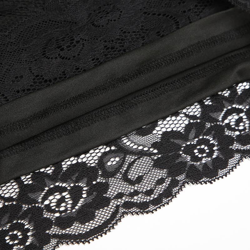 Sexy lace see-through splicing V-neck T-shirt