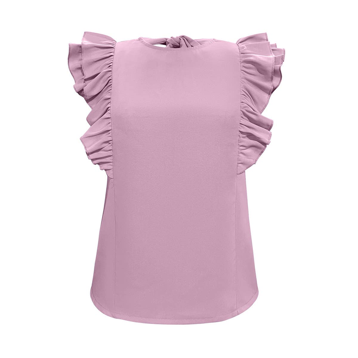 Ruffled LACES a round neck plain-colored vest