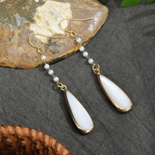 FASHIONABLE TEARDROP-SHAPED SHELL METAL EARRINGS