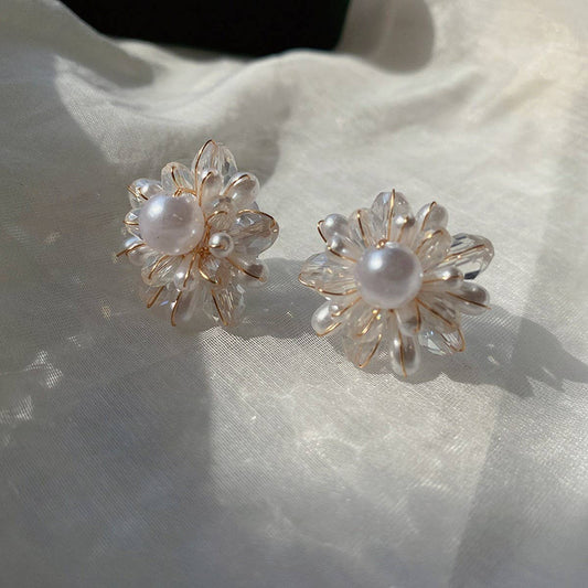 FRENCH VINTAGE PEARL FLOWER EARRINGS