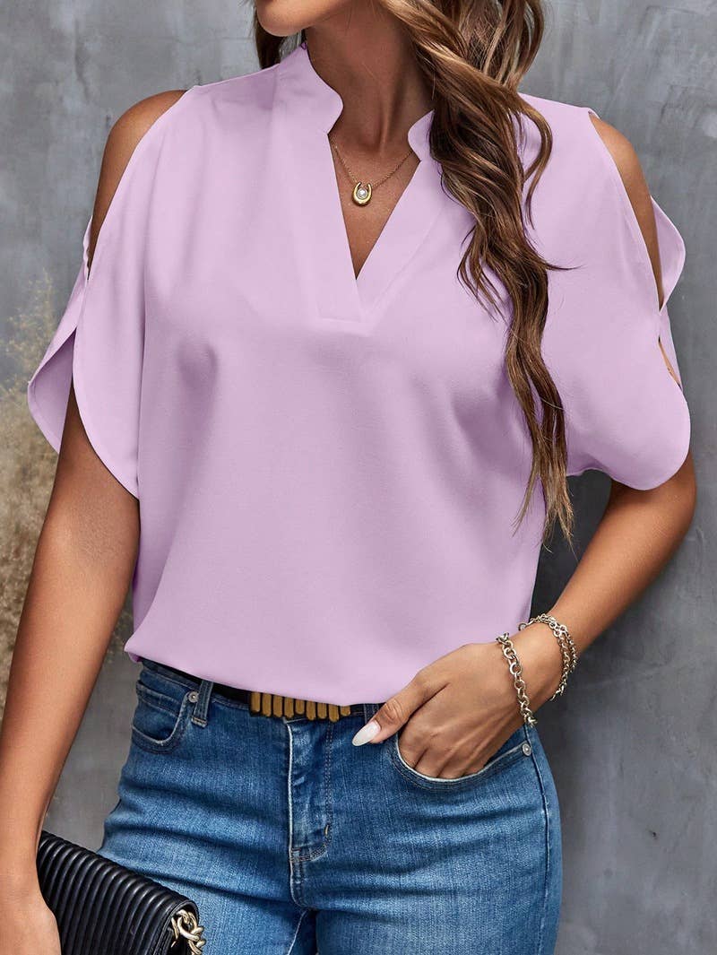 V-NECK STYLISH SLEEVED WOMEN'S BLOUSE